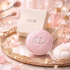 Dior pink quilted double sided compact mirror